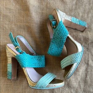 Turquoise Woven Women's Heels Vince Camuto